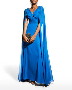 Lujoso y elegante vestido de noche de gasa con manga larga y cintura para fiesta - Product Image 2