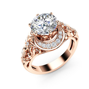Openwork Floral Ring for Women Luxury Rose Tone Fashion Party Wedding Finger Accessory Gift - Product Image 1