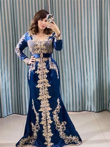 Magnifique Caftan pour mariage et fête, tenue élégante avec des perles en verre de cristal incrustées en pierre, travail = 2021, nouveauté - Product Image 2