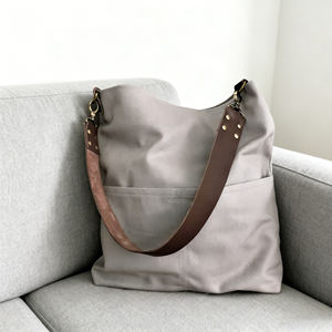 Zhyd กระเป๋าผ้าใบเคลือบแวกซ์ที่ทนทานมีซิปสะพายข้างพร้อมสายหนัง - Product Image 3