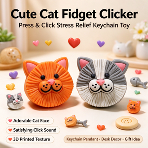Llavero de gato 3D impreso, juguete antiestrés de gato de dibujos animados para aliviar la presión en los dedos, accesorio para bolso - Product Image 1