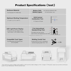 Pin Thay Thế Cho Milwaukee 18V Li-<span class=keywords><strong>ion</strong></span> Công Cụ Điện M18B Pin Thay Thế Milwaukee 6Ah - Product Image 6