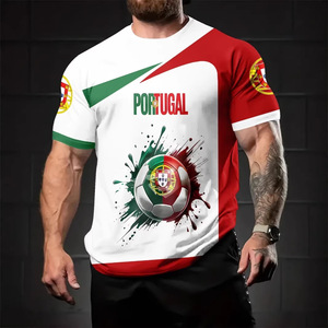 Portugal <b>Soccer</b> Jersey Men Crew Neck Short Sleeve Regular Fit Full Print Digital Printed Breathable 100% Polyester Sport - Product Image 3