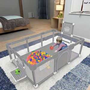 คอกผ้าสีเทาสำหรับเด็กเล่นพับได้ทรงสี่เหลี่ยมผืนผ้าขนาดใหญ่แบบทันสมัยสำหรับใช้ในบ้าน - Product Image 3