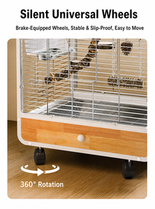 Gabbia Decorativa per Uccelli con Arco Superiore, Grande Gabbia per Pappagalli in Acciaio Inossidabile con Vassoio in Legno, Ruote e Giocattolo con Posatoio per Conure, Cacatua, Parrocchetta - Product Image 3