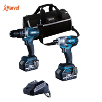 Marvel Tools - Ensemble de haute qualité 3 en 1 - 18v 21v - Sans fil - Lithium-ion - Kit combiné de 15 outils - Sans fil