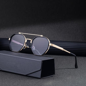 Nuevas gafas de sol poligonales unisex con montura negra, protección UV400 de metal y plástico, gafas de sol de clase 2 con caja WF 5G386 - Product Image 1