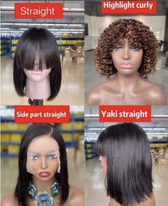 Trinh Nữ Remy Tóc Bob Ren Phía Trước Tóc Giả 10 24H Trong Suốt <span class=keywords><strong>Side</strong></span> Phần Glueless Ngắn Thẳng Tóc Giả Phong Cách Cao Xương Thẳng Giá Thấp - Product Image 5