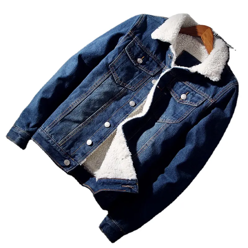 Wholesale Custom boy's china coat and jackets in yiwu blue black color jean fur cotton denim jacket streetwear for man