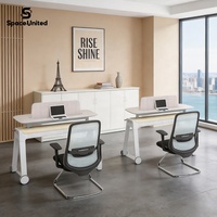 Paravent mobile SpaceUnited avec étagère de rangement, multiprise intégrée et ports USB pour bureau