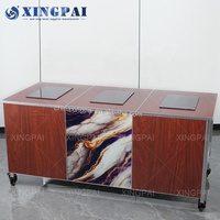 XINGPAI meja prasmanan lipat kayu sapele, meja prasmanan restoran katering hotel