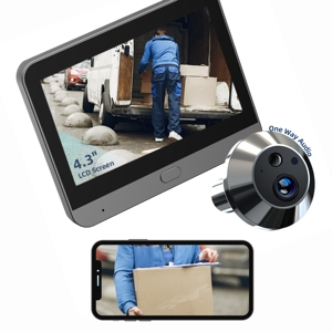 Tuya video chuông cửa Hidden Mini lổ nhìn trộm <span class=keywords><strong>Door</strong></span> <span class=keywords><strong>Viewer</strong></span> 3MP HD <span class=keywords><strong>PIR</strong></span> phát hiện chuyển động an ninh nhà máy ảnh với 4.3 ''Màn hình - Product Image 1