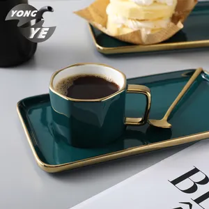 Occidentale verde tazza smaltato in oro cerchio decorativo per la casa di tè di ceramica insieme della tazza di caffè