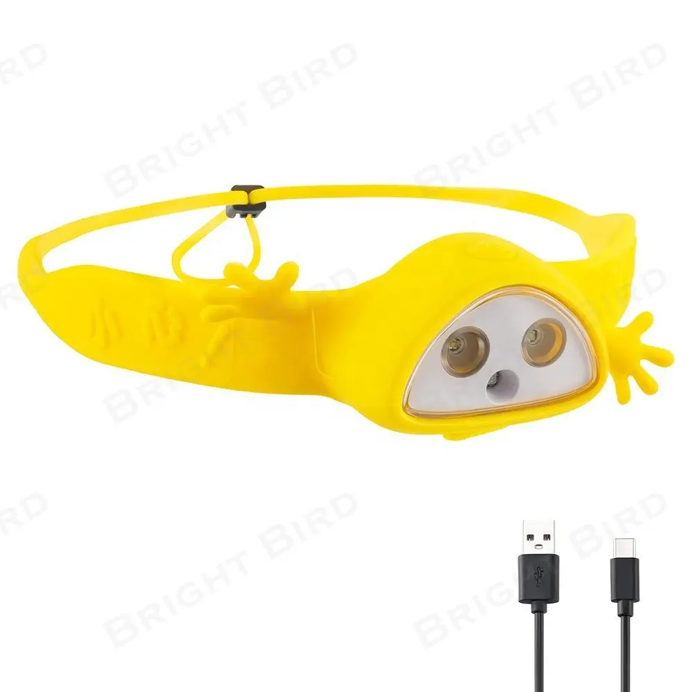 2024 Yellow Novelty Design Abs Waterproof Camping Rechargeable Running Led Headlamp Flashlight