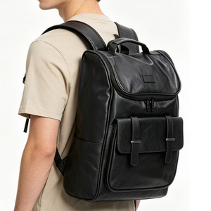 Laptop <b>Backpack</b> <b>Large</b> Capacity PU Black Unisex Soft Handle Interior Compartment Leisure Travel Spring 2026 - Product Image 4