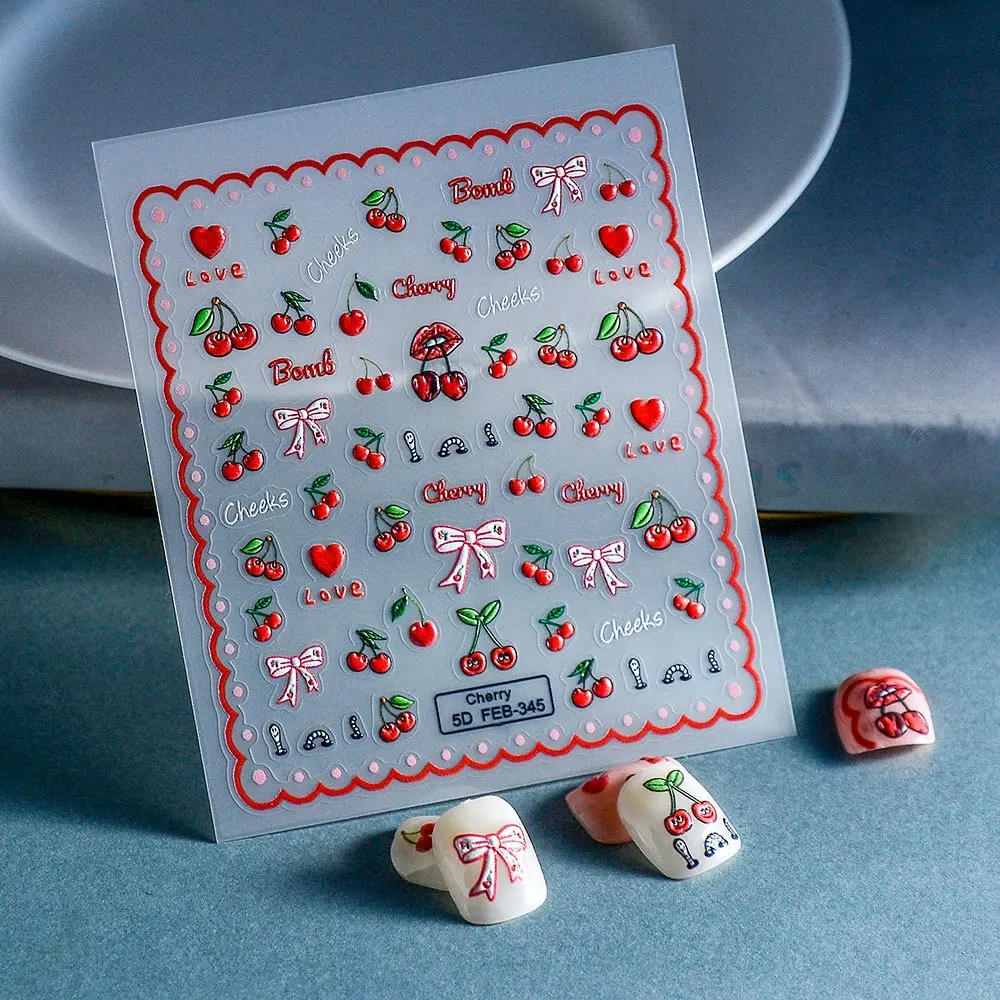 Adesivo per unghie con fiocco colorato 5D per decorazione per nail art adesiva fiori ciliegio ciondoli per manicure fornitori
