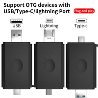 USB/Lightning/Tipo-c a USB 3,0 velocidad de datos 5 GB/s SD/TF 2,0 Caja de plástico hub USB con tapa