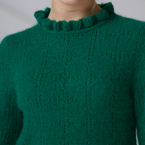 Custom LOGO OEM ODM Mohair Ruffle <b>Mock</b> <b>Neck</b> Knit Sweater Solid Color Knit Sweater for Women - Product Image 6