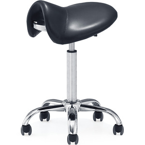 Silla de Peluquería Giratoria con Altura Ajustable, Modelo 9908, de Cuero Negro para Oficina - Product Image 1