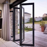 Pintu Lipat Akordeon Aluminium Kaca Kedap Suara dengan Thermal Break untuk Workshop Dampak Badai