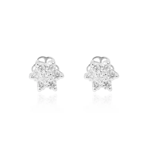 Boucles d'oreilles clous en or massif 14 carats avec diamants de culture, motif fleur étoilée de luxe, bijoux fins minimalistes célestes pour elle - Product Image 2