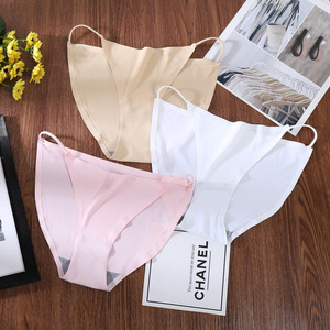 FINETOO, nuevas bragas de seda helada para mujer, bragas sin costuras para niñas, ropa interior cómoda de Color sólido, <span class=keywords><strong>calzoncillos</strong></span> suaves para mujer - Product Image 5