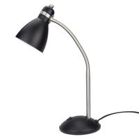 Lampe de table en métal noir pour la protection des yeux, abat-jour en forme de tambour, col de cygne flexible, alimentation CA, ampoule E26 (salon/chambre/lecture)