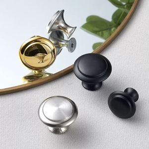Poignée de meuble en alliage d'aluminium, bouton rond moderne pour tiroir et armoire, finition brillante or, argent, noir, antirouille, montage en surface - Product Image 2
