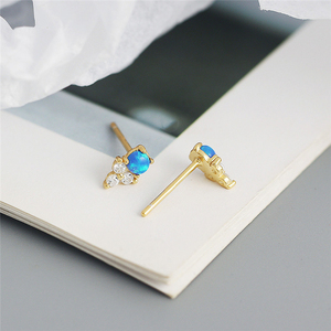 Aretes de Plata S925 con Incrustaciones de Ópalo Azul y Piedras Geométricas CANNER Ins para Mujer - Product Image 6