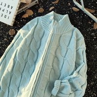 Cardigan zippé à col roulé torsadé personnalisé pour homme, style vintage décontracté japonais haut de gamme, tricot épais imprimé, collection automne/hiver