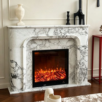 Cheminée en marbre blanc de style minimaliste français, sculpture en pierre naturelle pour salon, meuble décoratif fabriqué en Chine
