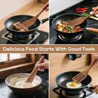 Set Peralatan Dapur Kayu Jati Aman untuk Makanan 5 PCS, Spatula Berlubang Anti Lengket untuk Memasak, Pengaduk Tahan Lama, Pengikis Kayu Alami