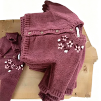 Sweater Rajut Anak Motif Bunga Pendek Manis, Jaket Cardigan Gaya Bunga untuk Musim Panas
