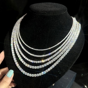 Kalung dan gelang rantai berlian hasil lab, bersertifikat CVD IGI, kualitas VVS, bertabur berlian, perak 925, emas 9K, 10K, 14K, 18K - Product Image 2