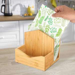 Caja de pañuelos multifuncional de bambú natural, soporte para sal y pimienta y servilletero para mesa, oficina, restaurante - Product Image 5