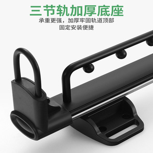 Organisateur de vêtements, cintre télescopique noir, support mural réglable à tige unique pour armoire et placard - Product Image 4