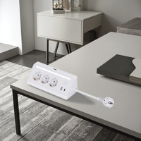 Tira de enchufes de escritorio LED con corriente nominal de 16A, salidas de 3CA, USB y cable de 1,5 M, nuevo diseño, enchufes estándar de la UE