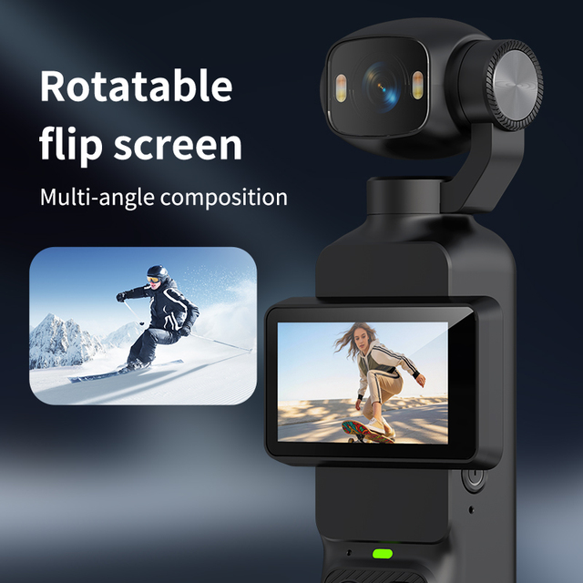 4K Pocket Gimbal Camera with Stabilized Rotating Lens Portable Mini Vlog Camera Night Vision Face Tracking for Outdoor Travel