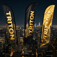 Drapeau publicitaire extérieur personnalisé avec base, motif Aurore Boréale et Lumières du Nord