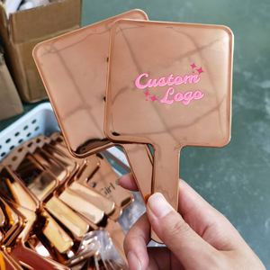 <b>Square</b> Handheld Makeup <b>Mirror</b> Metallic Gold <b>Mirrors</b> Rose Gold <b>Mirrors</b> Makeup Vanity <b>Mirror</b> with Handle Hand <b>Mirror</b> for Women - Product Image 2
