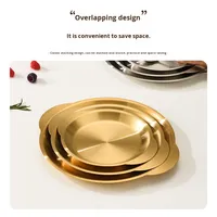 Roestvrijstalen milieuvriendelijke voedselveilige borden met handgrepen, Koreaanse stijl, minimalistisch design, bottenbakje, fruitbord, goudkleurig