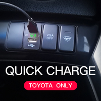 Pengisi Daya Mobil USB 2 Port dengan Voltmeter Digital LED Terintegrasi 12V Adaptor Soket Daya USB Mobil Ukuran Asli Pengganti Cocok untuk Toyota