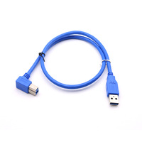Kabel Data USB 3.0 Male B Male Sudut Kanan 90 Derajat untuk Printer Hard Drive Enclosure Panjang 0.3m-3m Transfer Data Tembaga