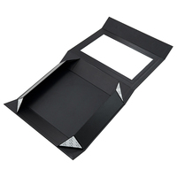 Boîte Cadeau Noire en Carton Pliable avec Logo Personnalisable, Fenêtre en PVC Robuste, Fermeture Magnétique et Couvercle Transparent