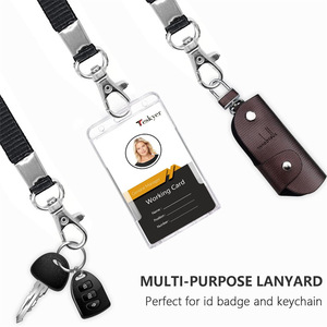 Cross-border hard double-sided transparent thumb card holder, horizontal and vertical dual-use black lanyard polyester neck - Product Image 2
