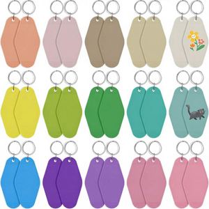 <b>Custom</b> Acrylic Vintage Motel Blank Bulk 60 Colors Rhombus Hotel <b>Keychain</b> for Diy Craft Accessories - Product Image 1
