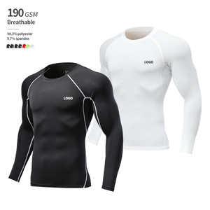 Men's Gym Compression T-<b>Shirt</b> <b>100</b>% <b>Polyester</b> Blank 190 GSM Quick-Drying Sport Breathable Custom OEM Print Long Sleeves Slim Fit - Product Image 1