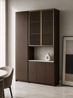Buffet haut de gamme du sol au plafond, armoire de rangement en bois, style Hong Kong de luxe pour salon