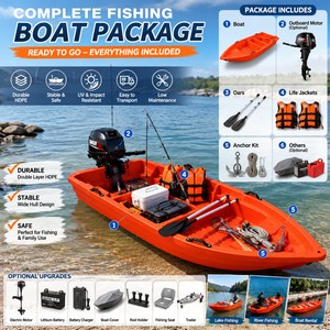 Perahu Nelayan Berlapis Ganda, Lambung Plastik Termoplastik Elastomer, Rakit Tiup Tebal untuk Memancing dan Wisata - Model Ringkas - Product Image 1