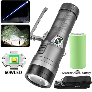 60W 32000 MAh Có Thể Sạc Lại Chiến Thuật Đèn Pin 6000 <span class=keywords><strong>Lumen</strong></span> 2000 M Cao <span class=keywords><strong>Lumen</strong></span> Đánh Lửa Cắm Trại Nhôm Di Động Đèn Pin - Product Image 5